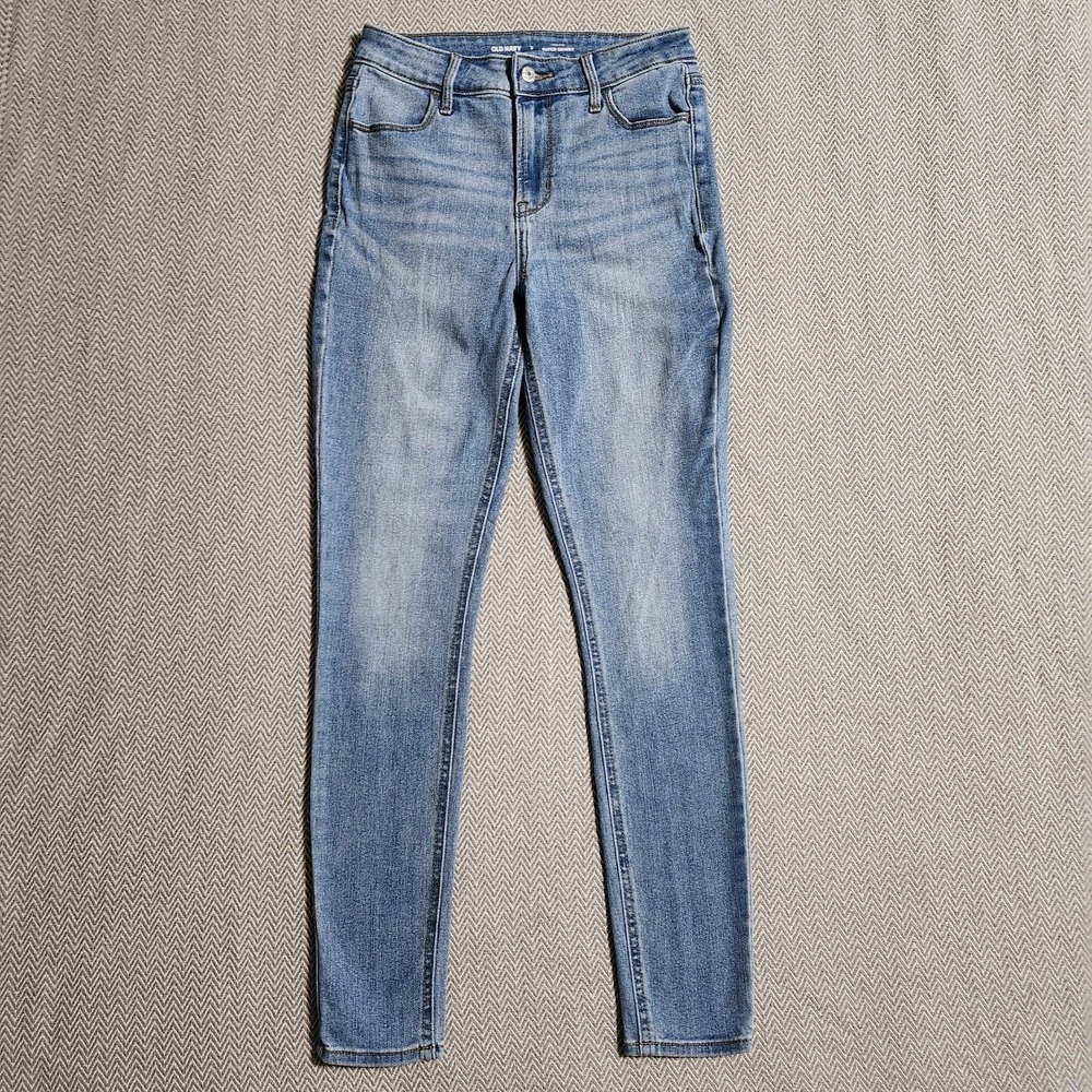 Old Navy Women's High-Rise Super Skinny Jeans Light Wash Blue Stretch Denim Sz 2